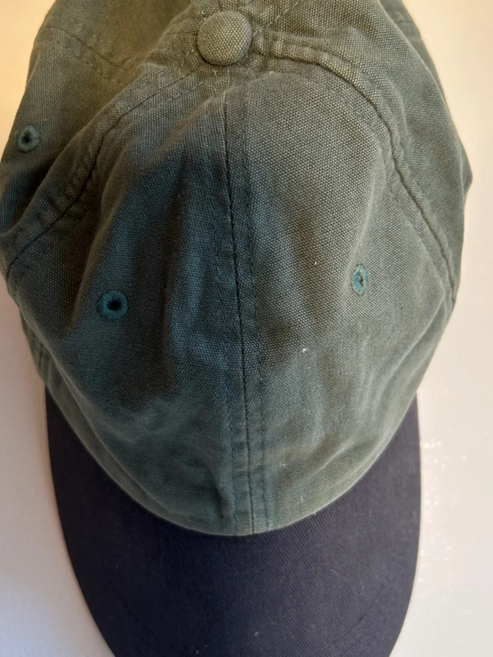 J. Crew Green and Navy Cotton Baseball Cap
